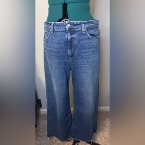 PAIGE Anessa Wide Leg Jean Ankle Distressed 32